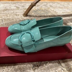 Salvatore Ferragamo Turquoise Patent Leather Loafers
